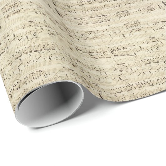 Papier Cadeau Old Music Notes (Coin rond)