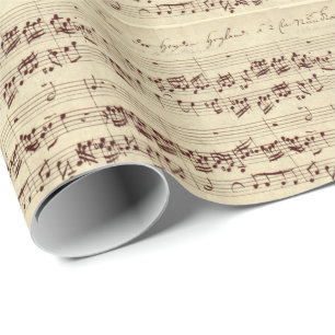 Papier Cadeau Old Music Notes - Bach Music Sheet