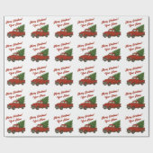 Papier Cadeau Old red truck with Christmas tree custom (Plat)