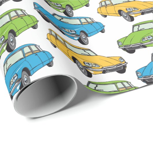 Papier Cadeau Oldtimer Citroen DS 19 (Coin rond)