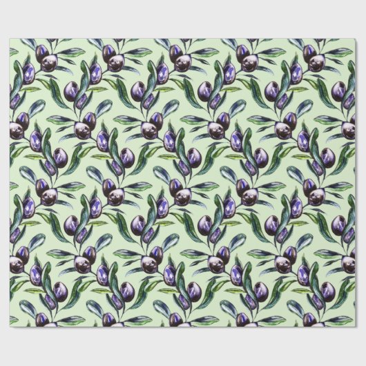 Papier Cadeau Olive Branch Watercolor Pattern  (Plat)