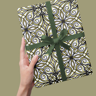 Papier Cadeau Olive et Filigree noir