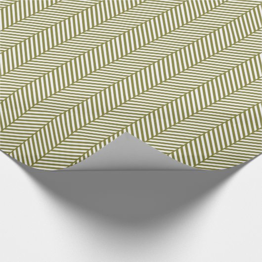Papier Cadeau Olive Green et White Herringbone (Coin)
