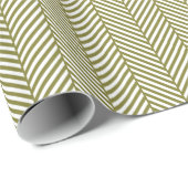 Papier Cadeau Olive Green et White Herringbone (Coin rond)