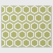 Papier Cadeau Olive Green et White Honeycomb Motif (Plat)