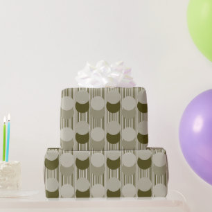 Papier Cadeau Olive Green Party Tinsel et Motif Confetti