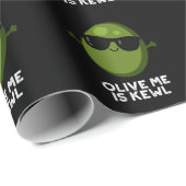 Papier Cadeau Olive Me Est Kewl Cool Olive Pun Dark BG (Coin rond)