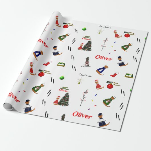 Papier Cadeau Oliver Le Motif aléatoire de Noël Otter (Déroulé)