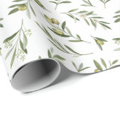 Papier Cadeau Olives Vertes Aquarelle (Coin rond)