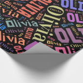 Papier Cadeau Olivia Nom conception de texte - Modifier l'arrièr (Coin)