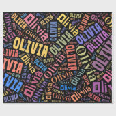 Papier Cadeau Olivia Nom conception de texte - Modifier l'arrièr (Plat)