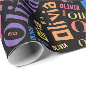 Papier Cadeau Olivia Nom conception de texte - Modifier l'arrièr (Coin rond)