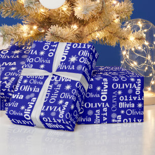 Papier Cadeau OLIVIA Nom Personnalisé Avec Des Pneus De Neige En