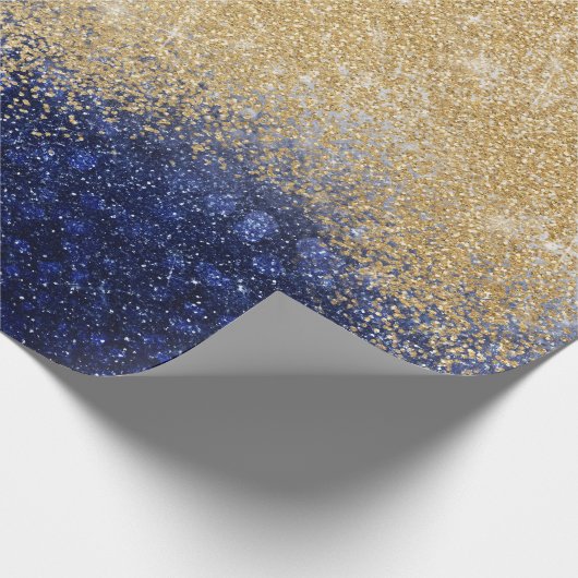 Papier Cadeau Ombre Parties scintillant or et bleu design de lux (Coin)