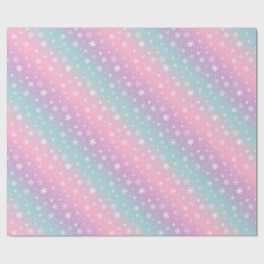 Papier Cadeau Ombre Pastel Gradient Snowflake Fêtes de Noël (Plat)