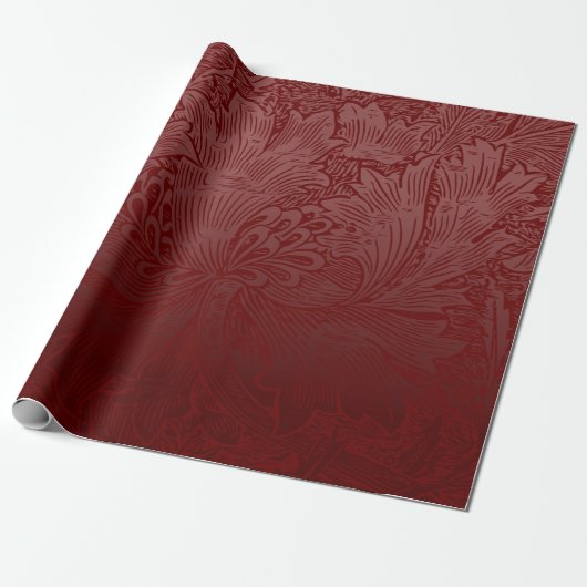 Papier Cadeau Ombré Rich Red Classic William Morris Floral (Déroulé)