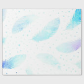 Papier Cadeau *~* Ombre Turquoise Blue Magenta Plumes sur blanc (Plat)