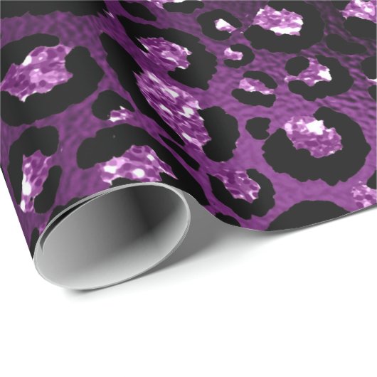 Papier Cadeau Ombre violet et Parties scintillant de glam noir L (Coin rond)