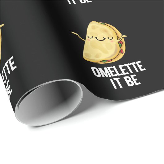 Papier Cadeau Ome-lette It Be Funny Omelette Pun Dark BG (Coin rond)