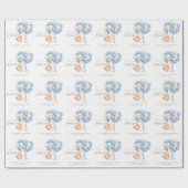 Papier Cadeau On peut attendre Teddy Balloon Baby Boy Douche (Plat)