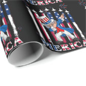 Papier Cadeau Oncle patriotique Sam Dabbing 4 juillet (Coin rond)