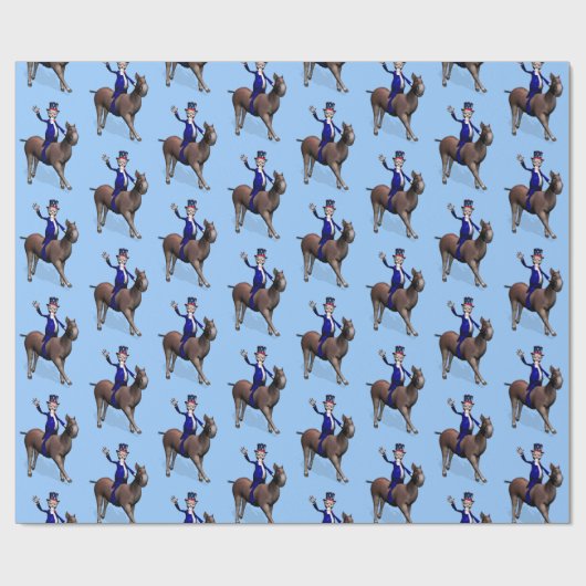 Papier Cadeau Oncle Sam Riding On Donkey (Plat)