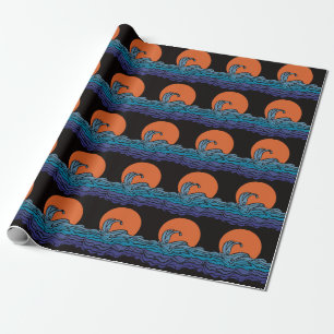 Papier Cadeau Ondes océaniques colorées et vibrantes et coucher
