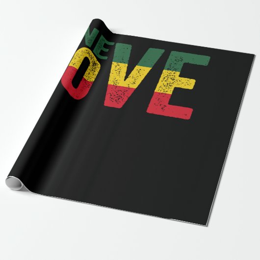 Papier Cadeau One Love Jamaican Rasta Reggae (Déroulé)
