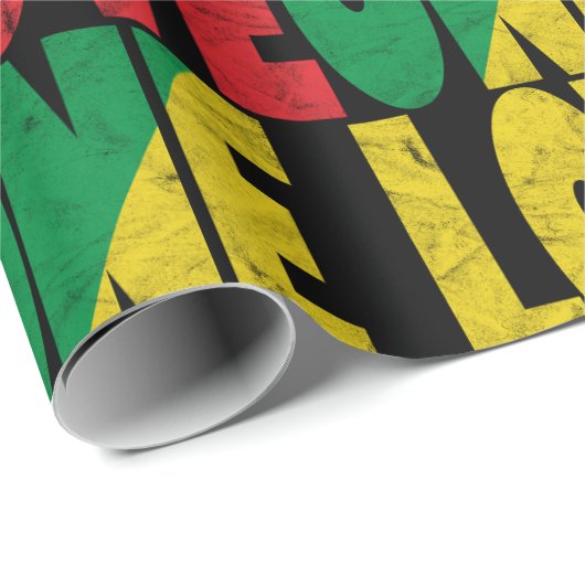 Papier Cadeau One Love Rasta Reggae Typographic Pattern (Coin rond)