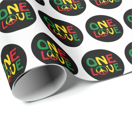 Papier Cadeau One Love, Reggae design (Coin rond)