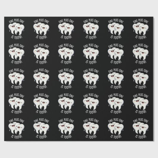 Papier Cadeau One Plus One Est Drôle Dentelle Tooth Pun Dentaire (Plat)