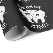 Papier Cadeau One Plus One Est Drôle Dentelle Tooth Pun Dentaire (Coin rond)