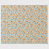 Papier Cadeau Onglet bleu fleur (Plat)