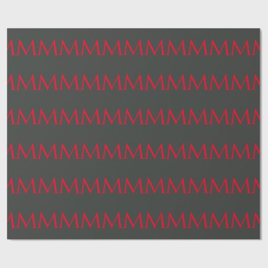 Papier Cadeau Onyx Noir Rouge Monogramme Moderne Minimaliste (Plat)