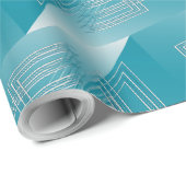 Papier Cadeau Opal Turquoise blanc (Coin rond)