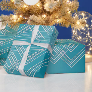 Papier Cadeau Opal Turquoise blanc