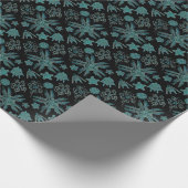 Papier Cadeau Ophiodée en bleu sur noir (Coin)