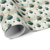 Papier Cadeau Opulence des Verts : Vert et Or (Coin rond)