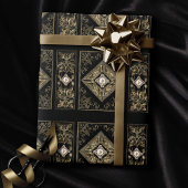 Papier Cadeau Opulence ornée | Flouris à bijoux noir et or