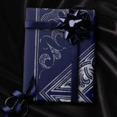 Papier Cadeau Opulence ornée | Flouris aux bijoux bleu et argent