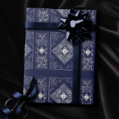Papier Cadeau Opulence ornée | Flouris aux bijoux bleu et argent