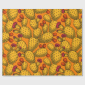 Papier Cadeau Opuntie de floraison en jaune (Plat)