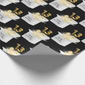 Papier Cadeau Or 13ème anniversaire Ballons en boîte blanche (Coin)