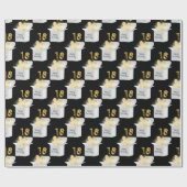 Papier Cadeau Or 18e anniversaire Ballons en boîte blanche (Plat)