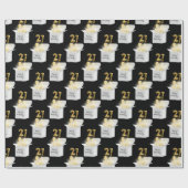 Papier Cadeau Or 21e ballons d'anniversaire en boîte blanche (Plat)