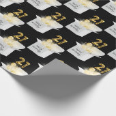 Papier Cadeau Or 21e ballons d'anniversaire en boîte blanche (Coin)