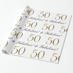 Papier Cadeau Or 50 et cinquantième cadeau d'anniversaire