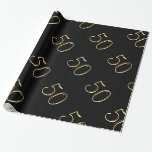 Papier Cadeau Or 50 sur le joyeux cinquantième anniversaire du