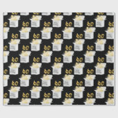 Papier Cadeau Or 60e Anniversaire Ballons en boîte blanche (Plat)