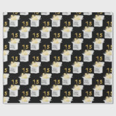 Papier Cadeau Or 75e ballons d'anniversaire en boîte blanche (Plat)